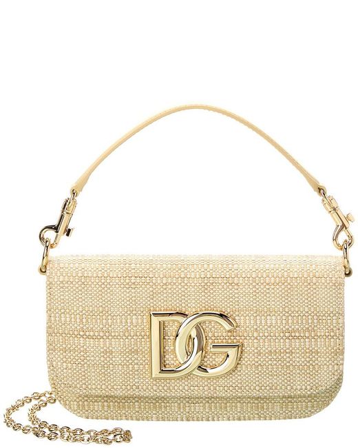Dolce & Gabbana Metallic Dg Logo Raffia Shoulder Bag