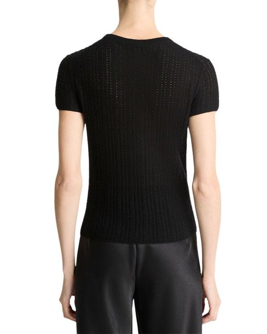 Vince Black Waffle Knit Cashmere & Silk-blend Henley