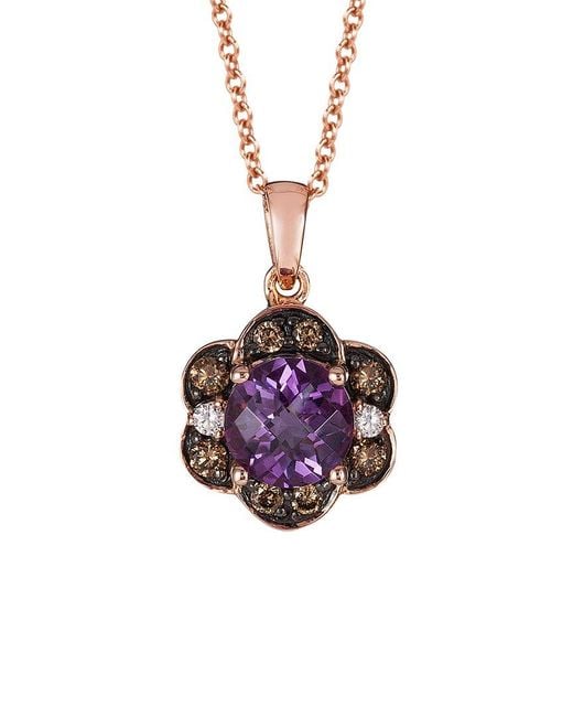 Le Vian Pink Le Vian 14K Rose 1.42 Ct. Tw. Diamond & Amethyst Necklace