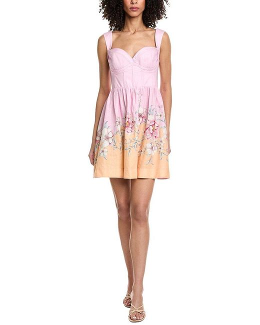 Yumi Kim Pink Susana Linen-Blend Mini Dress