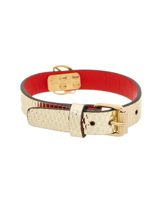Christian Louboutin Red Logo Leather Bracelet