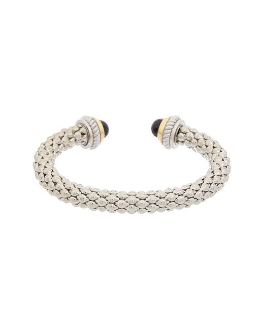 Juvell Metallic 18k Plated Black Topaz Popcorn Mesh Cuff