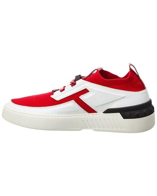 Tod's Red X No_Code Knit & Leather Sneaker for men