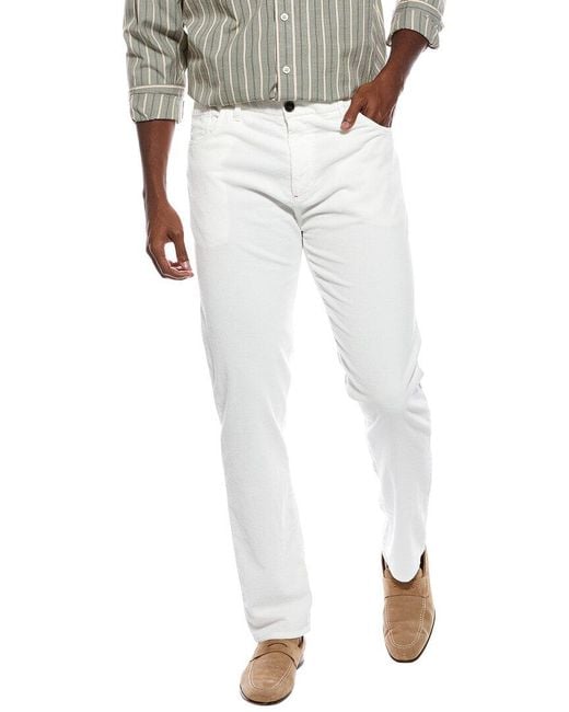 Isaia White Corduroy Pant for men