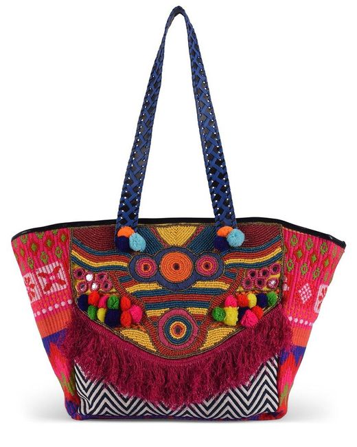 Guadalupe Red Naina Embellished Tote