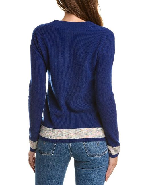 Kier + J Blue Kier+j Tie Neck Wool & Cashmere-blend Sweater