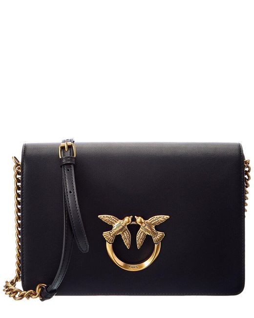 Pinko Love Click Classic Leather Shoulder Bag in Black Lyst UK