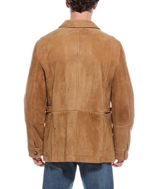 Brunello Cucinelli Brown Suede Coat for men