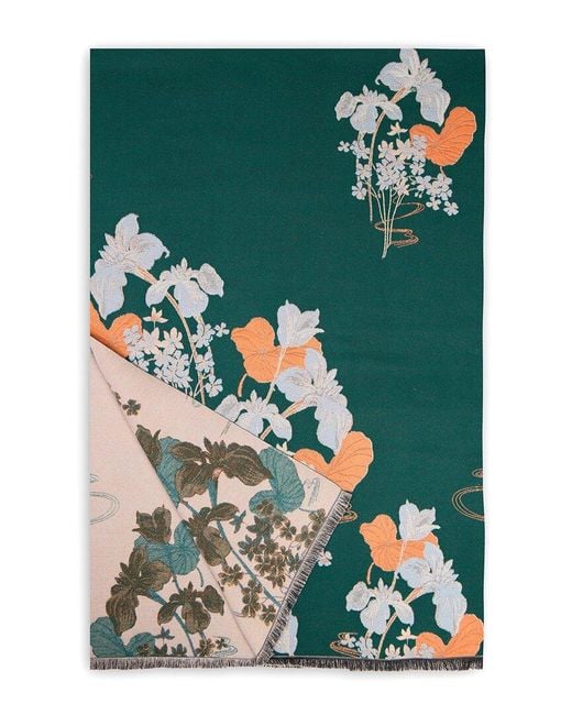 Saachi Green Floral Reversible Scarf