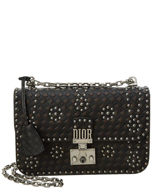 Dior Addict Studded Leather Flap Bag in Black | Lyst