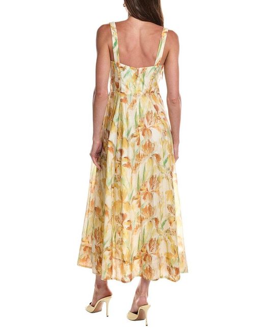 Bardot Yellow Adaline Printed Midi Dress