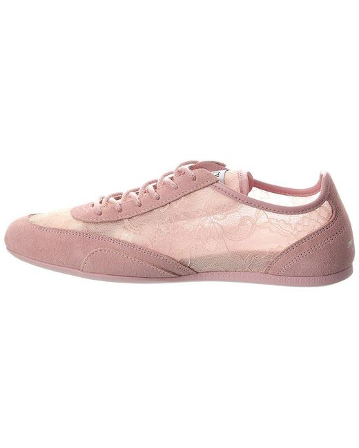 Jimmy Choo Pink Sunny Lace & Leather Sneaker