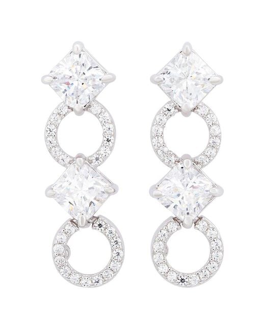 Suzy Levian CZ Jewelry White Suzy Levian Silver Cz Circle Dangle Earring
