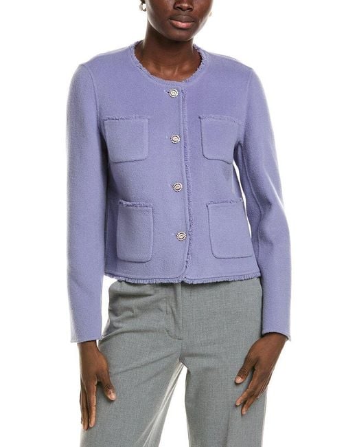 Marc Cain Blue Wool Cardigan