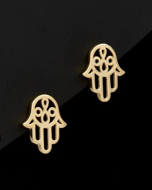 Italian Gold Black 14k Hamsa Studs