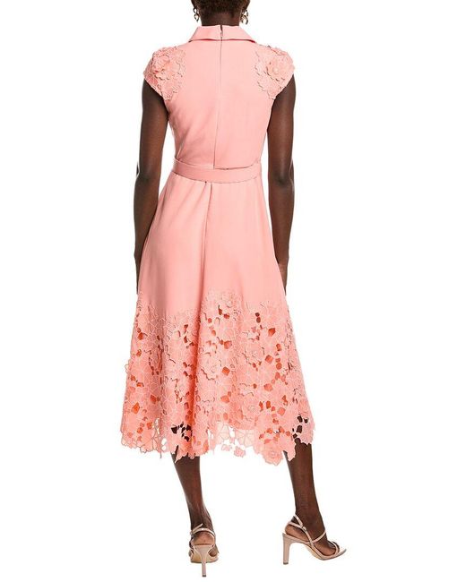 Badgley Mischka Pink Lace Hem Combo Day Dress