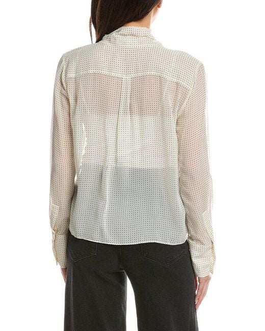 FRAME White Polka Dot Modern Tie Blouse