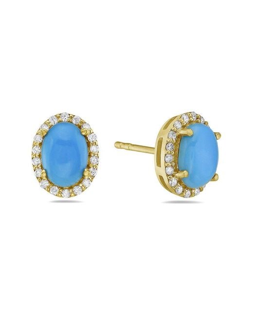 Forever Creations USA Inc. Blue Forever Creations 14k 1.80 Ct. Tw. Diamond & Turquoise Halo Studs