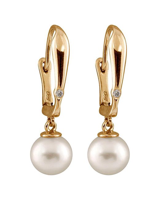 Masako Pearls Metallic Splendid Pearls 14k Diamond & 8-8.5mm Pearl Earrings