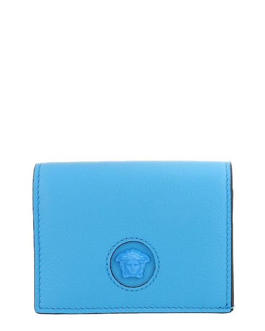 Versace La Medusa Leather Coin Purse in Blue | Lyst
