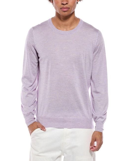 Brunello Cucinelli Purple Cashmere, Silk & Linen-Blend Crewneck Sweater for men