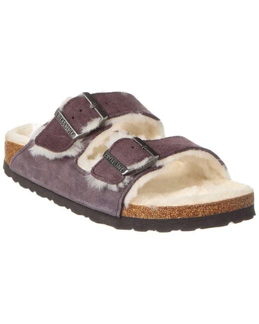 Birkenstock Purple Arizona Narrow Suede & Shearling Sandal