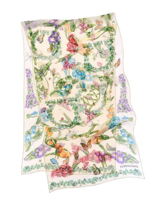 Ferragamo Green Logo Mini Silk Scarf