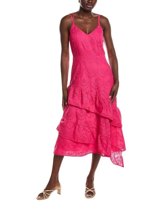 Sam Edelman Pink Ruffle Tiered Maxi Dress