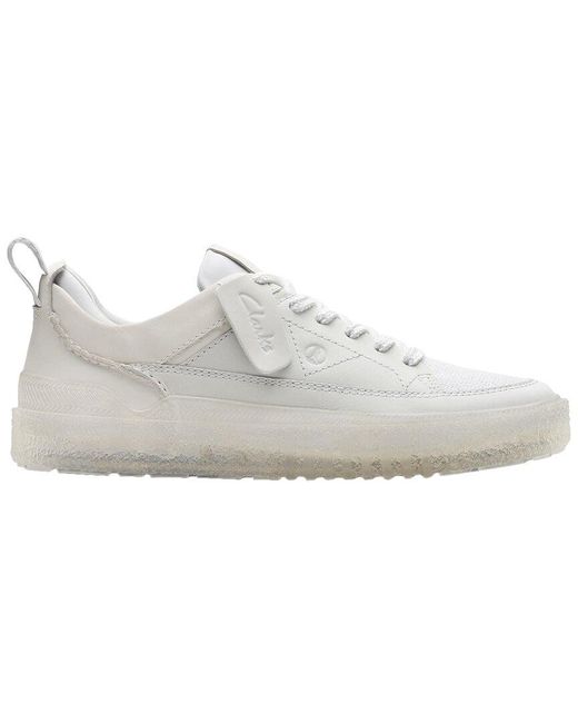 Clarks White Somerset Lace Leather Sneaker for men