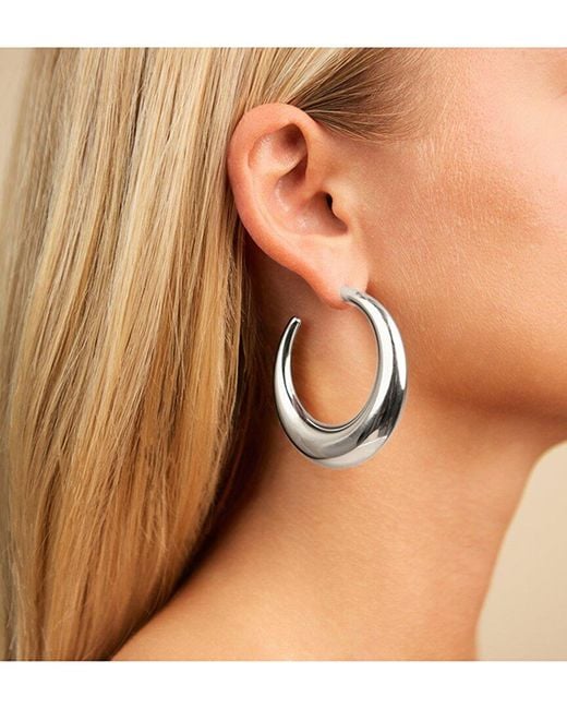 Sterling Forever White Trixie Tube Hoop Earrings