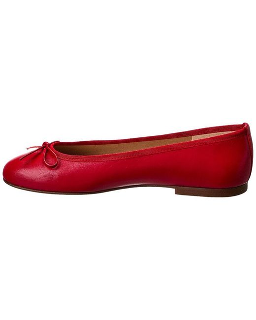 French Sole Red Emerald Leather Flat