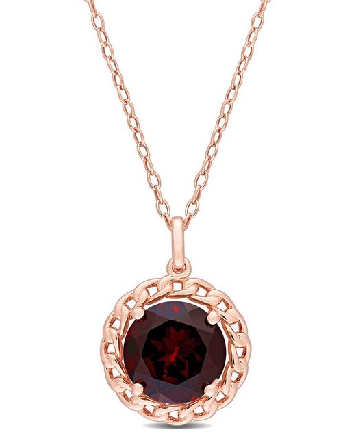 Rina Limor Metallic Plated 3.00 Ct. Tw. Garnet Halo Pendant Necklace