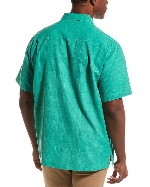 Tommy Bahama Green Bali Border Silk Camp Shirt for men