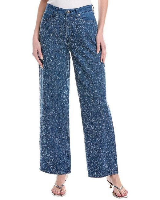 Rag & Bone Blue Logan Mid Tweed Mid-Rise Wide Leg Jean