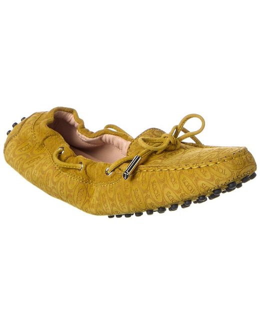 Tod's Yellow Logo Suede Loafer
