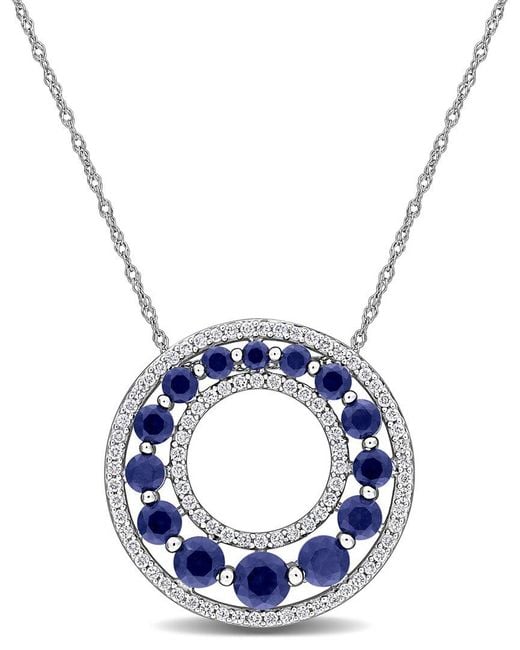 Rina Limor Blue 14K 2.13 Ct. Tw. Lab-Grown Diamond & Lab-Grown Sapphire Pendant