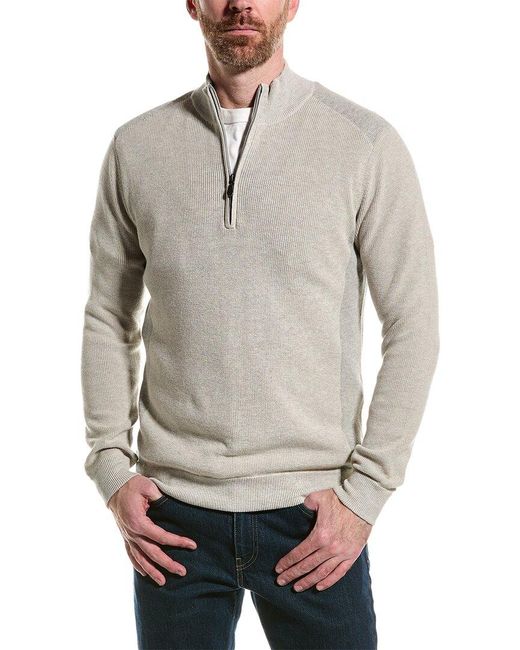 Raffi Gray Vanise Rib 1/4-zip Mock Neck Sweater for men