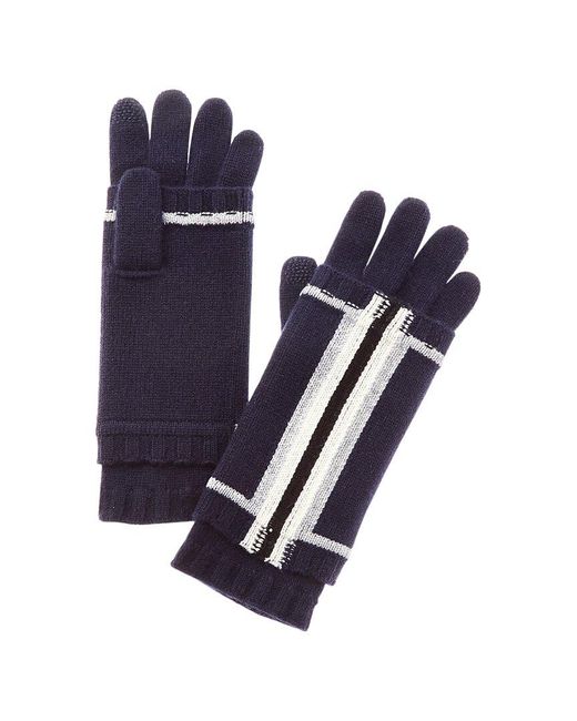 Hannah Rose Blue Rainbow Stripe 3-in-1 Cashmere Tech Gloves