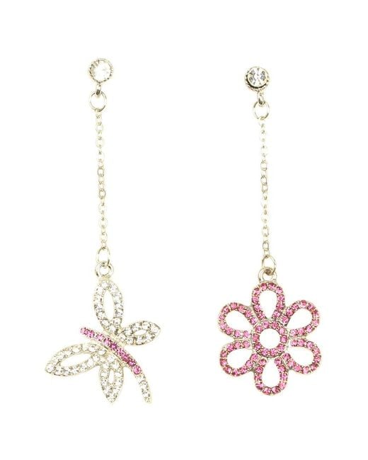 Eye Candy LA White Pink Shimmering Chain Drop Earring