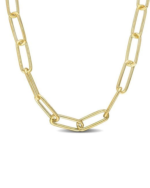 Italian Silver Metallic 18k Over Paperclip Chain Necklace