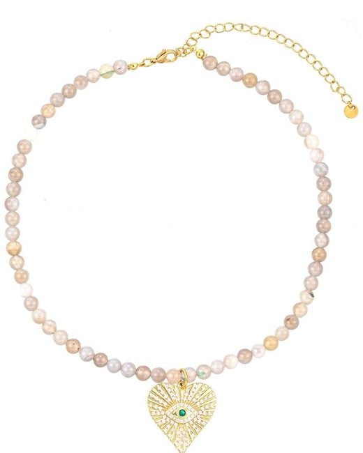 Eye Candy LA Natural The Luxe Collection Agate Heart Pendant Necklace