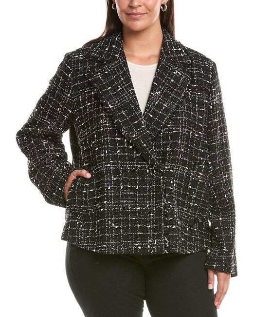 Marina Rinaldi Black Plus Saggina Wool-Blend Blazer