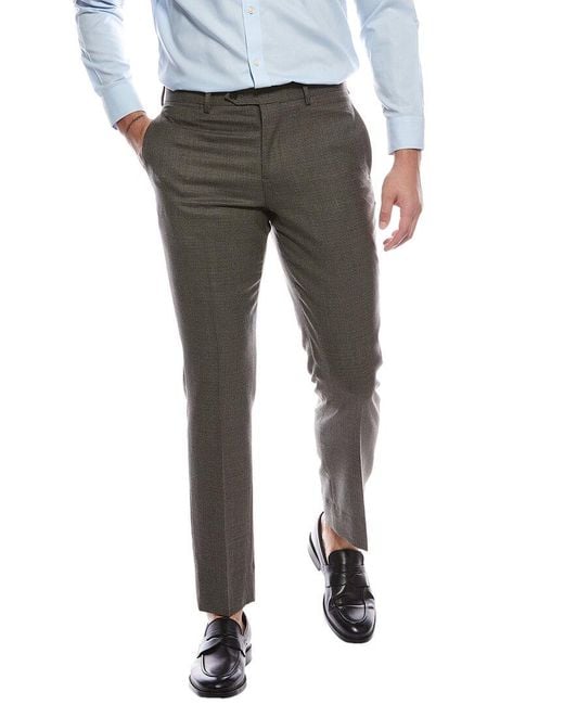 Brooks Brothers Gray Classic Flat Front Wool Trouser for men