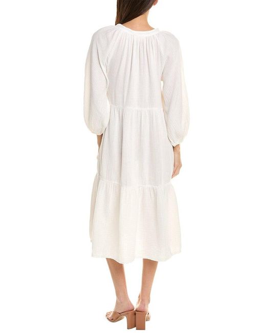 Nation Ltd White Imani Tiered Peasant Midi Dress