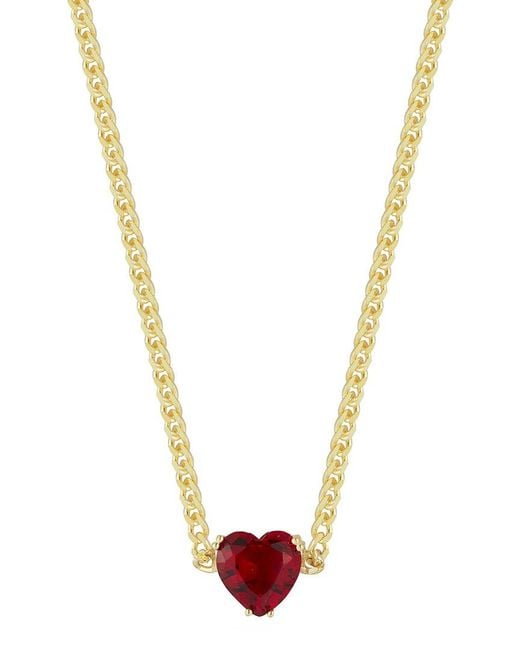 Sphera Milano Metallic 14k Over Silver Cz Heart Collar Necklace With Curb Chain