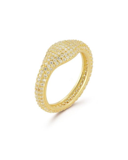 Sphera Milano Metallic 14k Over Silver Cz Signet Ring