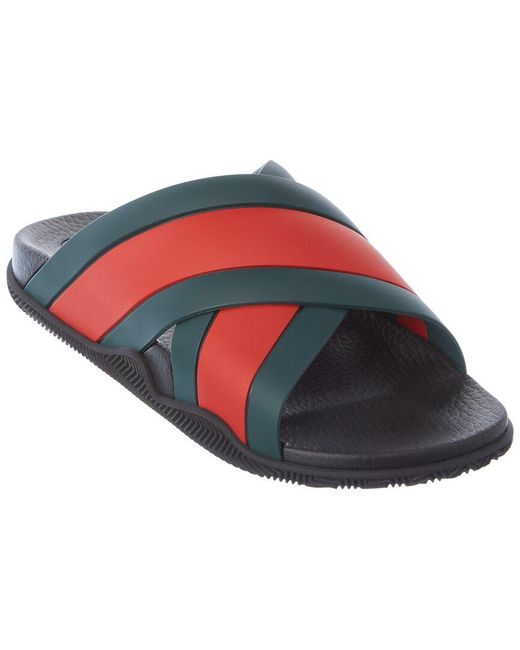 Gucci Red Rubber Slide Sandal With Web for men