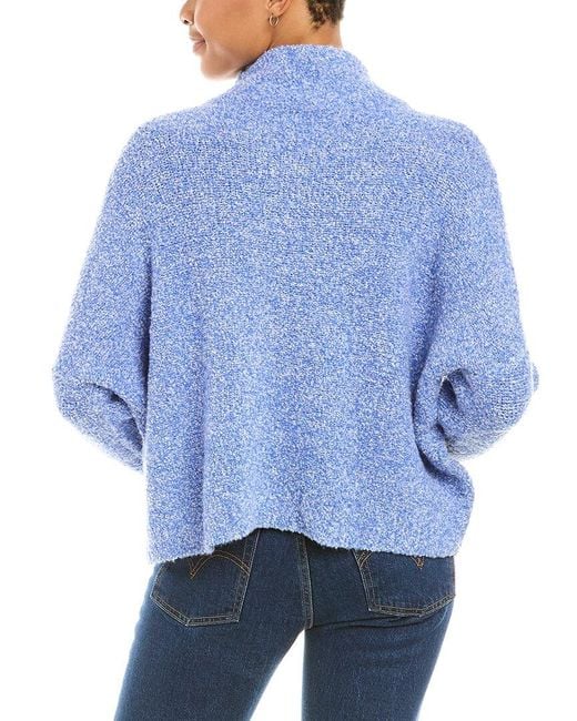 Autumn Cashmere Blue Boucle Funnel Neck Wool & Cashmere-Blend Sweater