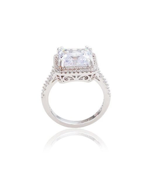 Suzy Levian White Silver Cz Ring