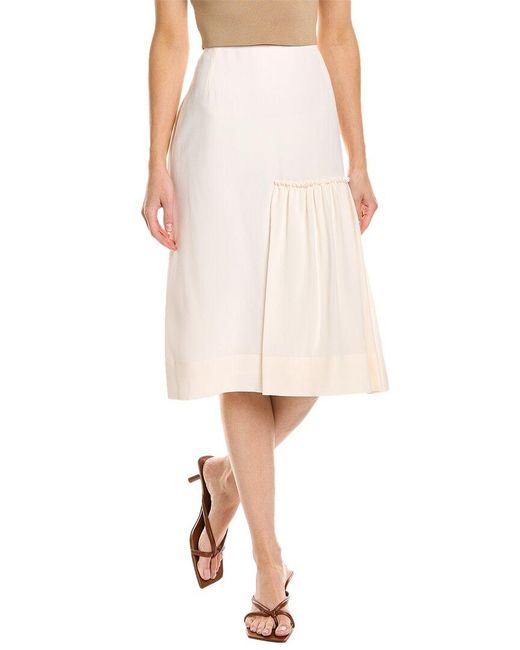 Ferragamo White Ferragamo Silk Midi Skirt